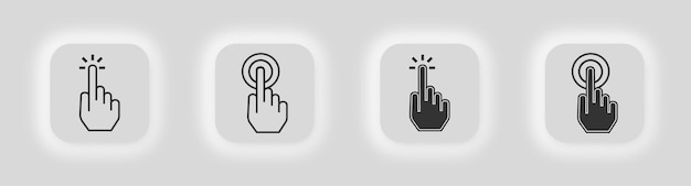 Fare clic sull'icona del dito simbolo del puntatore della mano segno del vettore del cursore del mouse