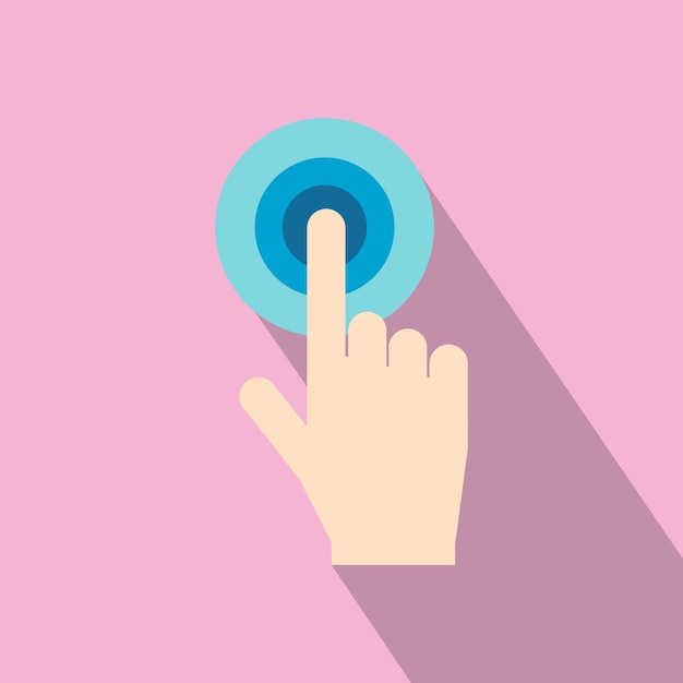 Vector click hand flat icon on a pink background