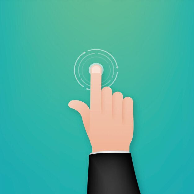 Vector click hand in flat style push touch screen hand cursor icon finger click icon vector stock