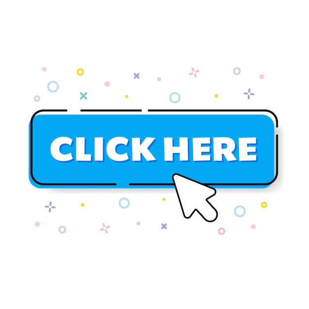 Click the handclick button here Vector illustration on a white background