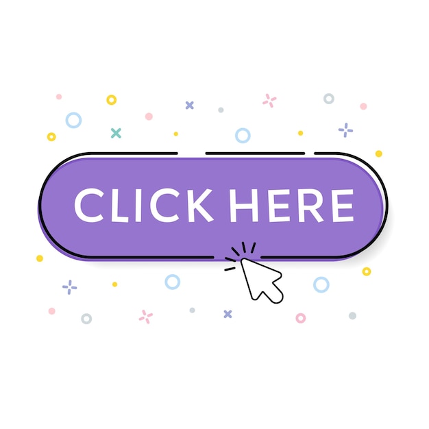 Click the handclick button here Vector illustration on a white background