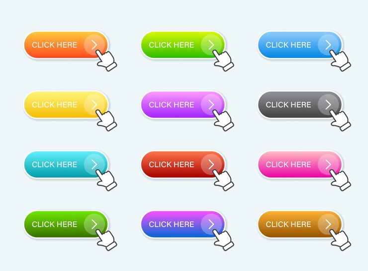 Vector click here banner icon in flat style ecommerce vector illustration on isolated background shopping sign business concept