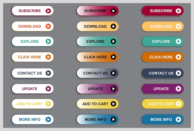 Vector click here button with arrow pointer clicking icon click here vector web button