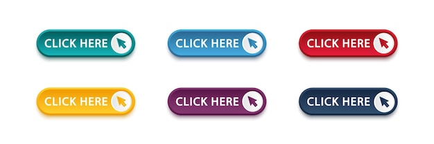 Click here button with arrow pointer clicking icon