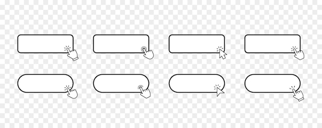 ここをクリック 手またはマウス カーソルでボタンをクリックします。アイコンをクリックして手ポインターで空白のボタンをクリックします。