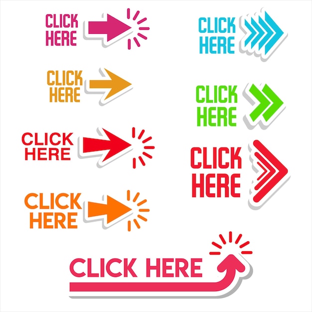 Click here button with hand pointer clicking