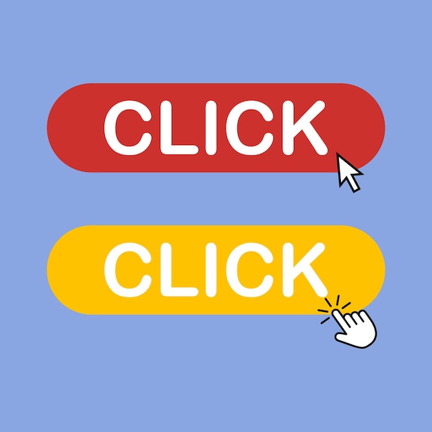 Click here icon in flat style pointer clicking