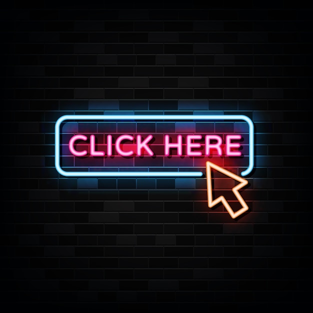 Click here neon sign . design template neon style