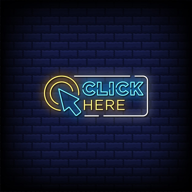 Click here neon sign style text