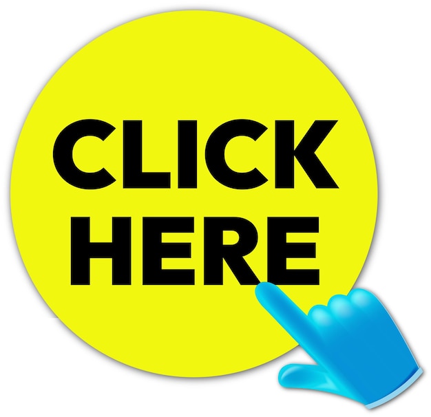 click here yellow sticker with blue finger pointer