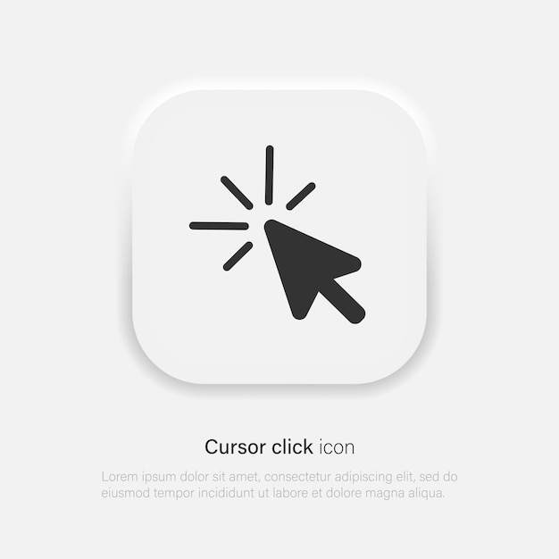 Click icon Click icon vector in trendy neumorphism style Cursor arrow for web Vector EPS 10