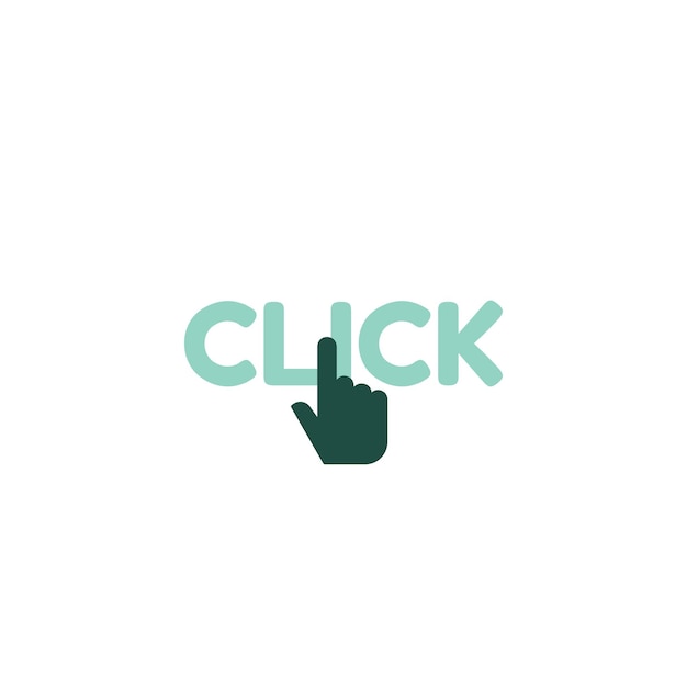 Vector click letter with hand finger pointer logo vector design template