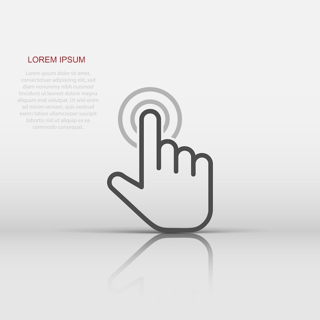 Click mouse icon in flat style Pointer vector illustration on white isolated background Hand push button business concept