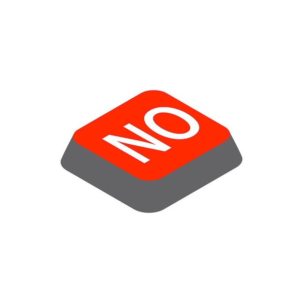 Click no button icon in isometric 3d style isolated on white background Choise symbol