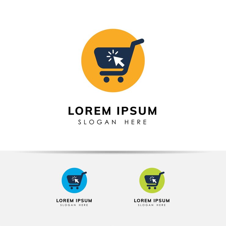 Vector click shop logo icon design. online shop logo design template