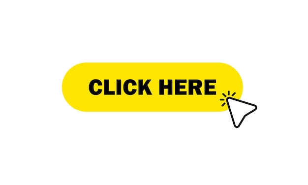 Vector click yellow button with arrow pointer clicking