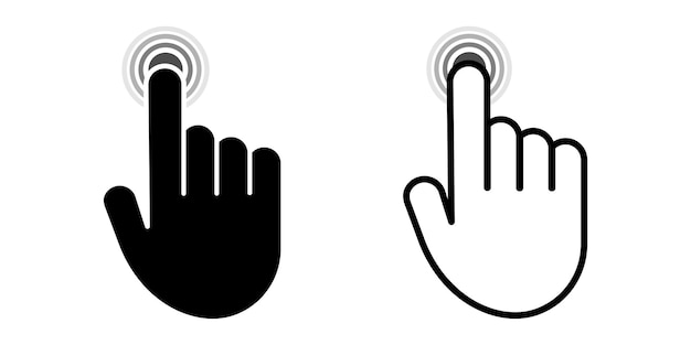 Щелкните значок пальца. Значок "Рука". Плоский значок. Векторная графическая иллюстрация.