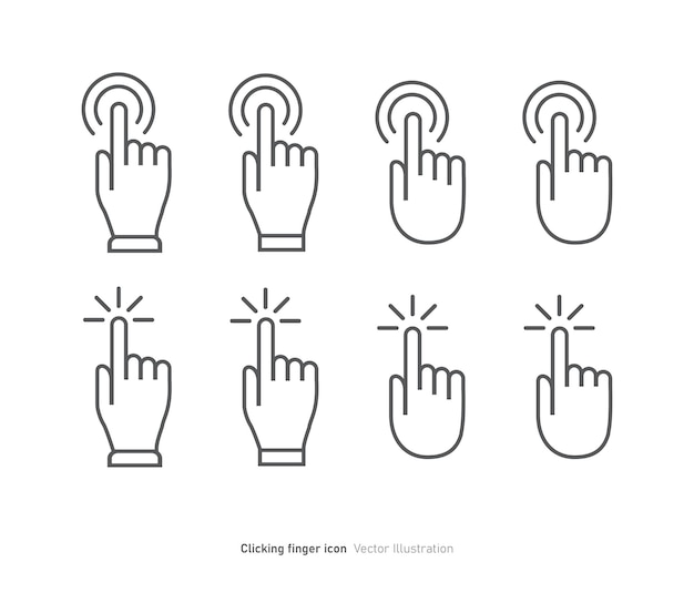 Vector clicking finger icon hand pointer symbol vector illustration