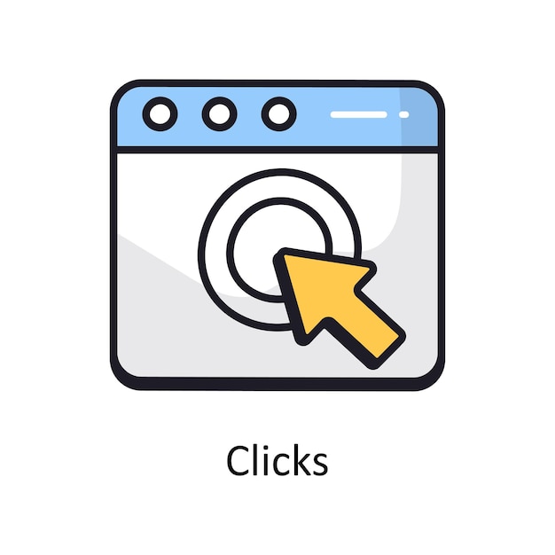 Клик заполненный контурный рисунок Дизайн иллюстрации Символ на белом фоне Файл EPS 10