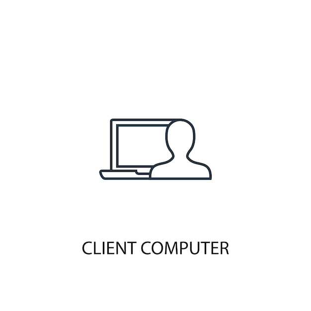 Client computer concept line icon. Simple element illustration. client computer concept outline symbol design. Can be used for web and mobile UI/UX