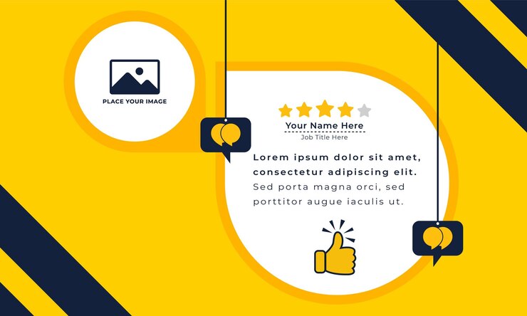 Vector client or customer service review feedback testimonial social post banner design template