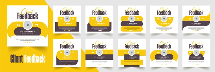 Vector client feedback social media templates