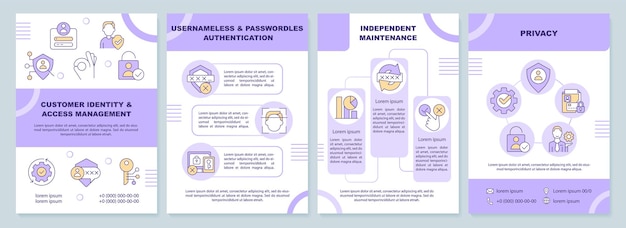 Фиолетовый шаблон брошюры для доступа и управления идентификацией клиента