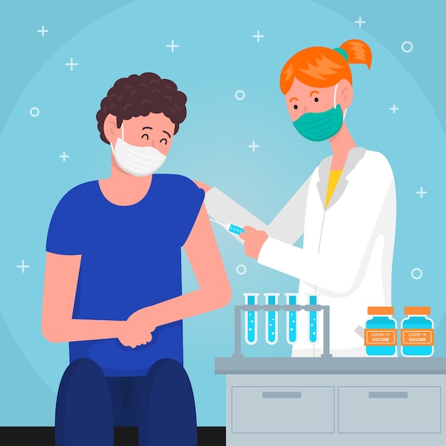 Vector client taking a vaccine shot against virus