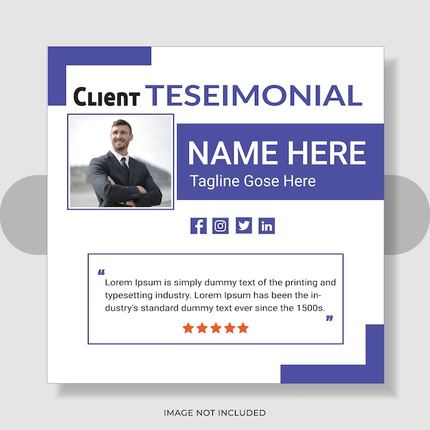 Clients feedback testimonial social media post web banner template client review post design