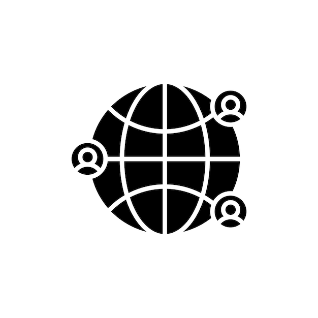 Clients Worldwide Icon Set Global earth leader vector symbool in een zwarte gevulde en omschreven stijl Global Network Sign