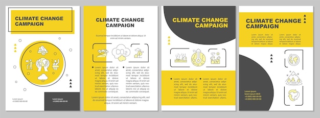 Vector climate change campaign yellow brochure template