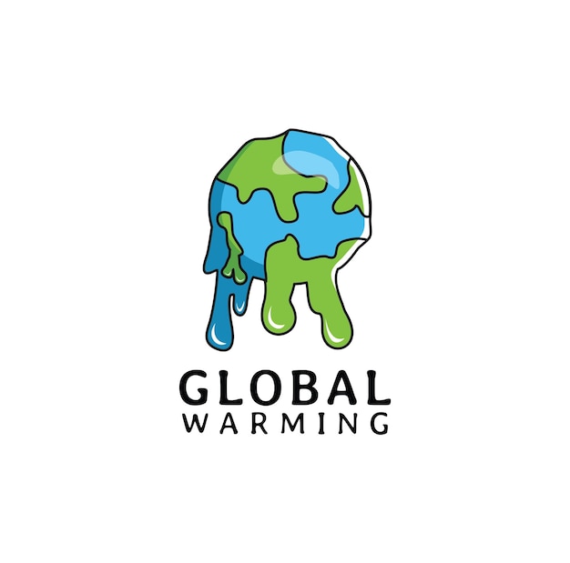 Design del cambiamento climatico con il pianeta terra con logo sul riscaldamento globale design piatto poster modello vettoriale