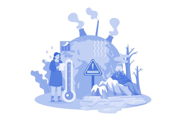 Vector climate change illustration concept on a white background