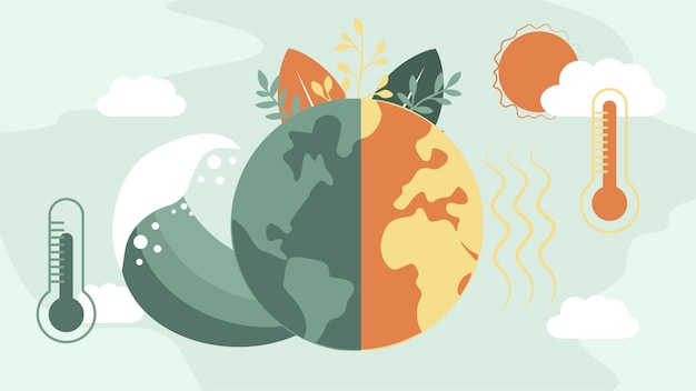 Climate change infographic. global warming illustration, environmental pollution