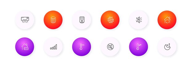 Controllo del clima icone di controllo del clima a colori piatte icone vettoriali
