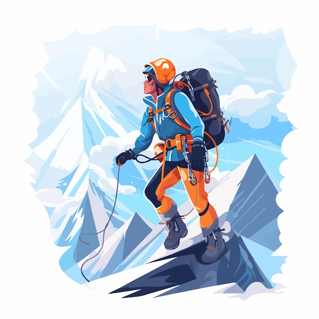 альпинист на вершине горы