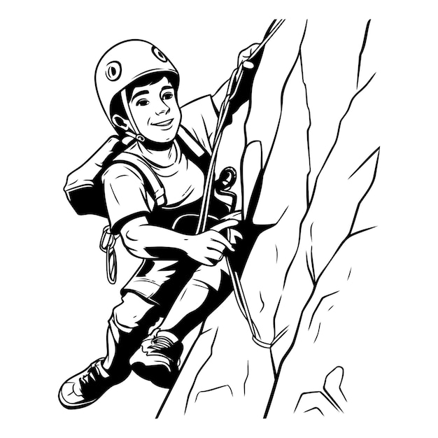 Climber Vector illustration of a man climbing on a cliff