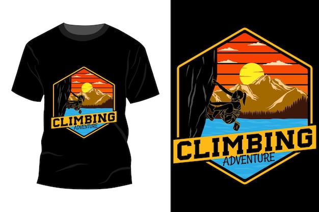 Climbing adventure t-shirt mockup design vintage retro