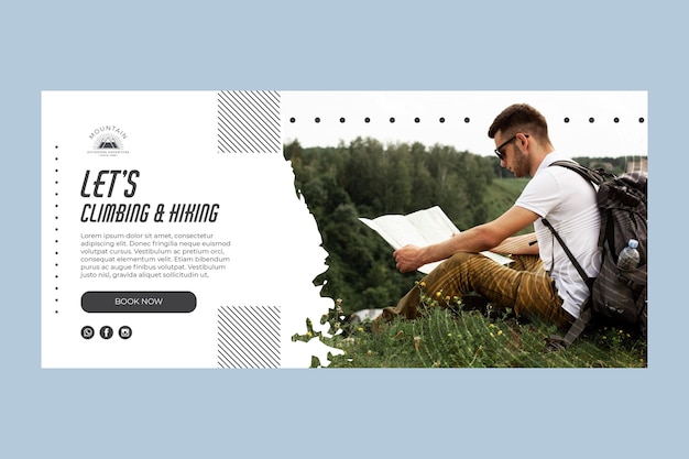 Vector climbing banner template with photo