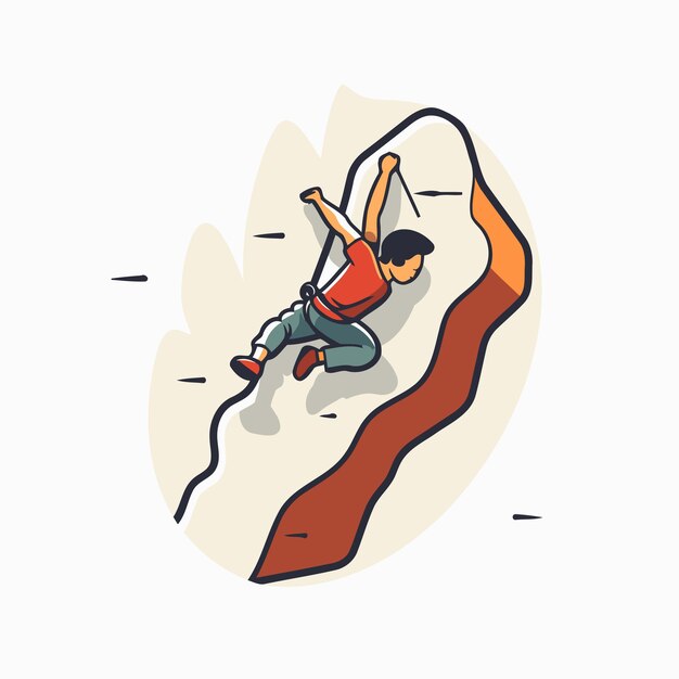 Вектор Икона скалолазания векторная иллюстрация человека, поднимающегося на скалу