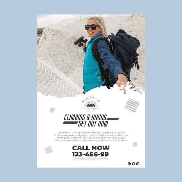 Climbing poster template with photo