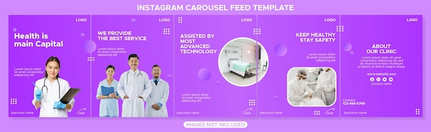 Promozione clinica o ospedaliera. modello di feed del carosello di instagram