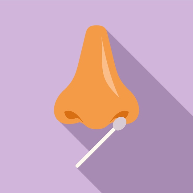 Clinic nose swab icon flat vector covid test patient flu
