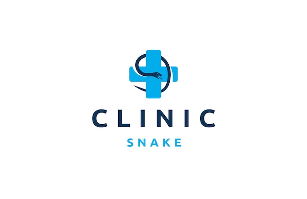 Vector clinic snake logo design template flat vector