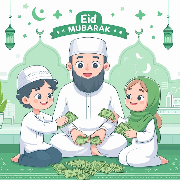 Clip art eid mubarak modern design eid ul fitr and eid ul adha vector illustration