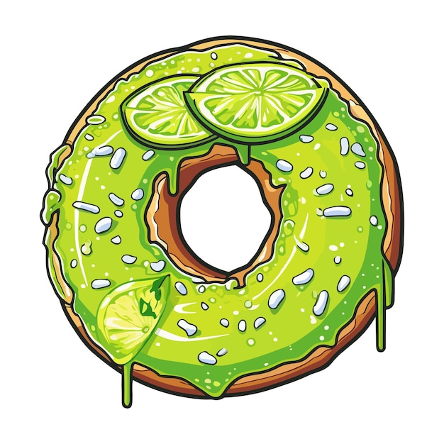 Clip art illustratie van kokosnoot limoen donut