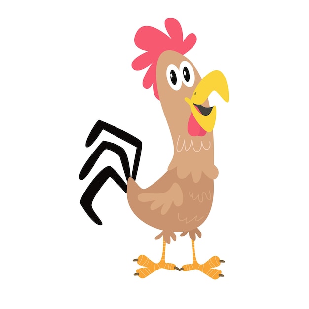 Clip art illustration of a cute rooster cartoon character for children