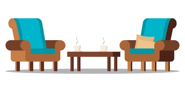 Vector clip art image cozy living room furniture