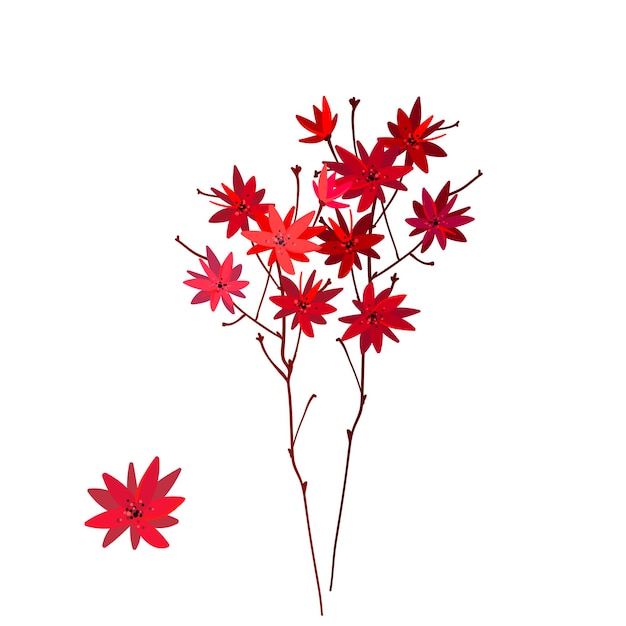 Vector clip art tak met bloemen