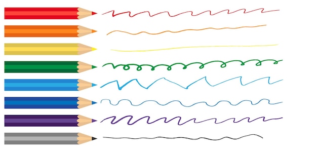 Шаблон клипа с цветными карандашами на белом фоне Набор векторных иллюстраций Элемент дизайна для шаблона образования баннера